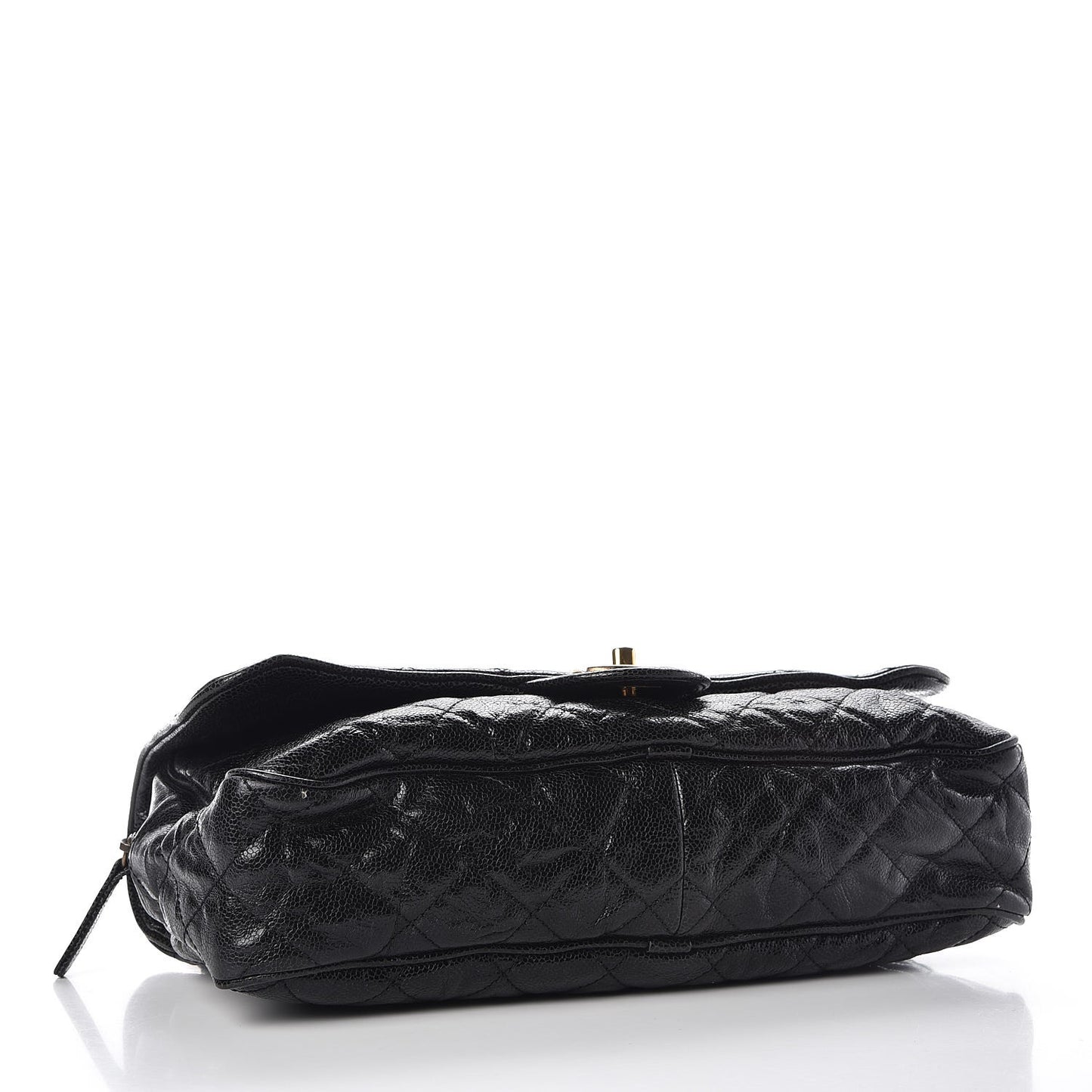 Crumpled Grained Calfskin Quilted Large Shiva Flap Black