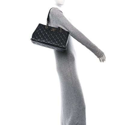 Chanel Metallic Goatskin Quilted Large City Rock Shopping Bag Black 2 of 11