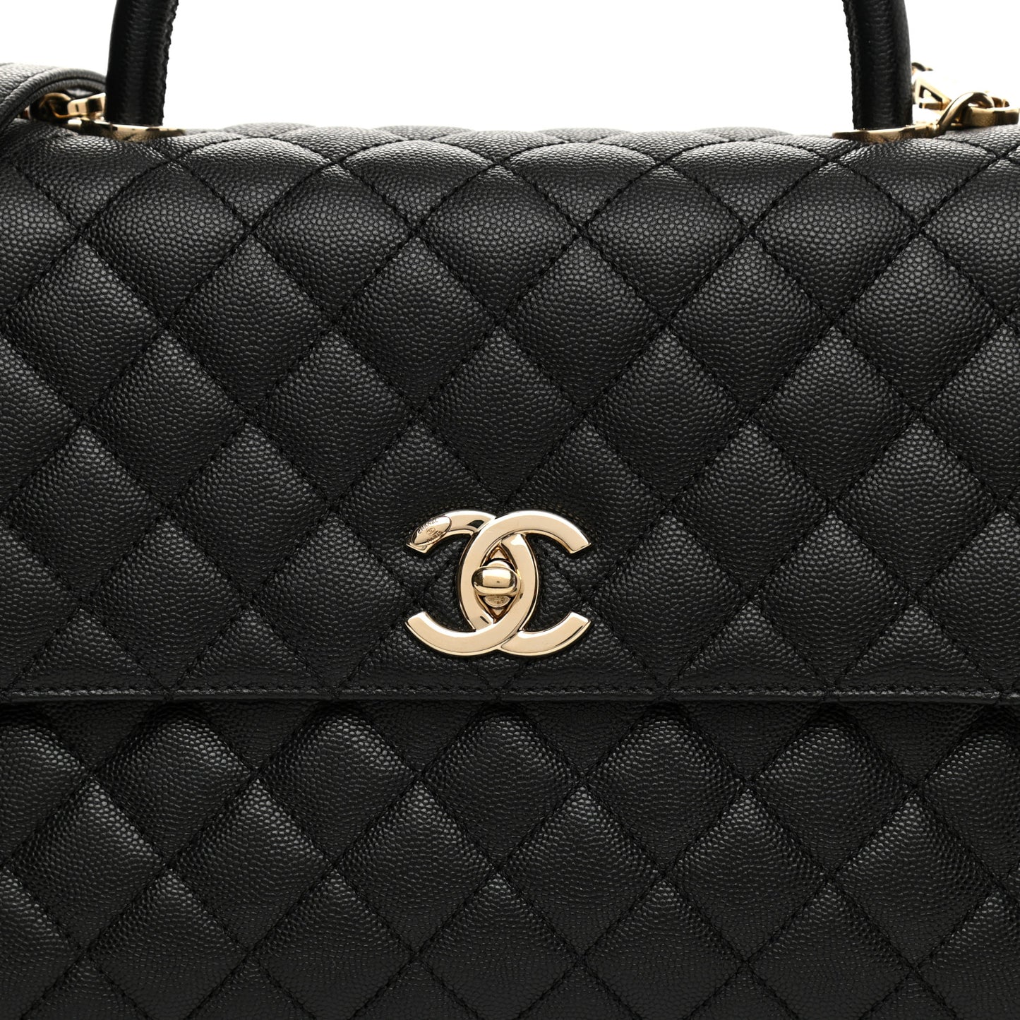 Caviar Quilted Medium Coco Handle Flap Black