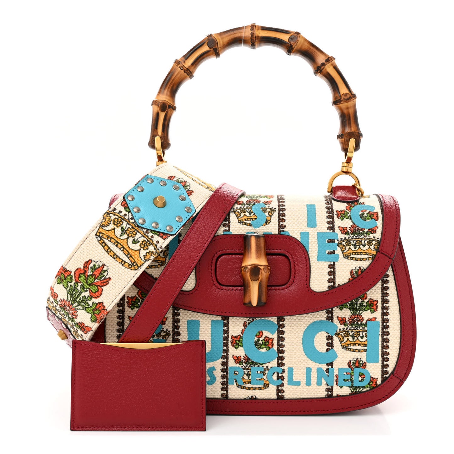 Canvas Calfskin 100 Centennial Music Medium Bamboo 1947 Top Handle Bag Multicolor