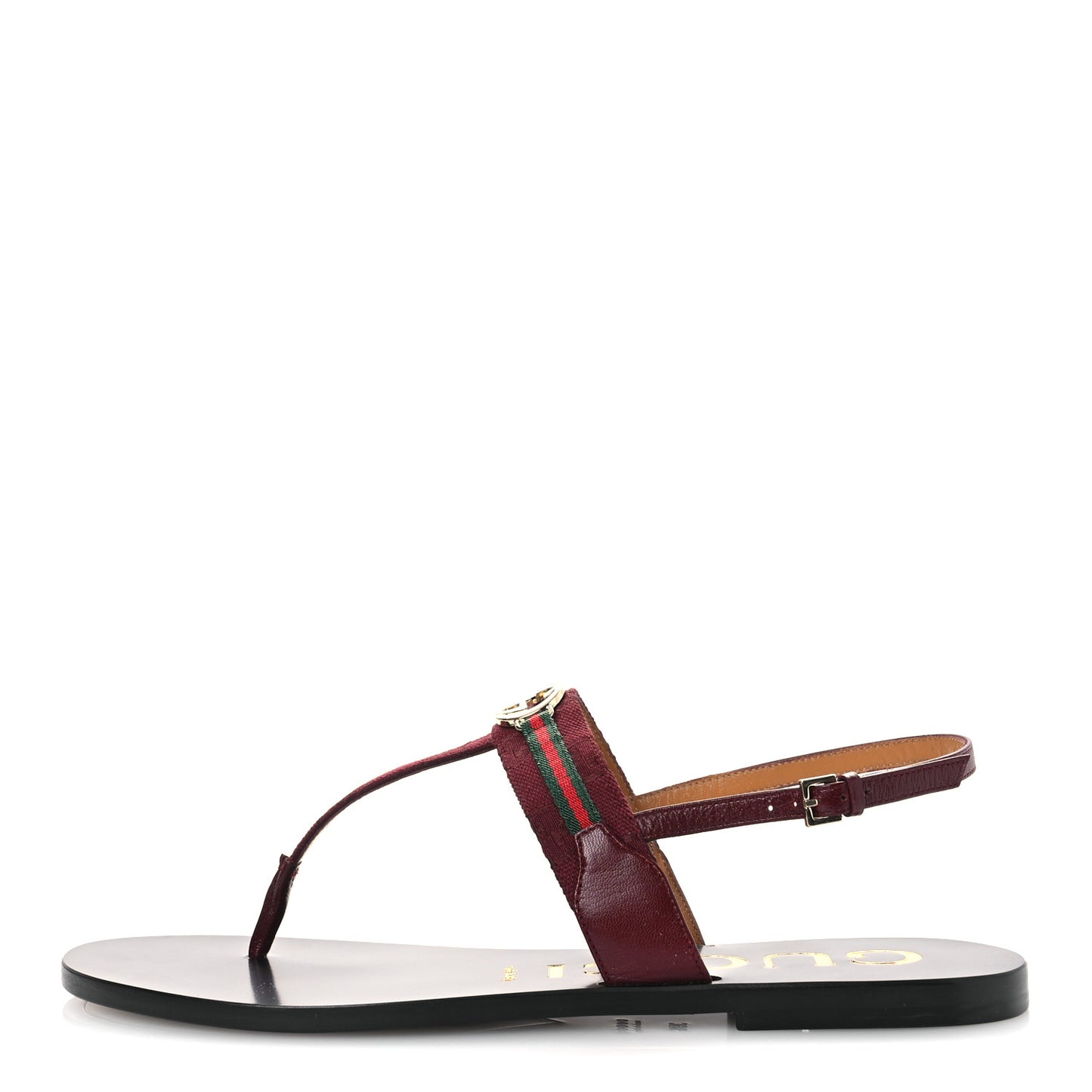New Canvas GG Malaga Kid Web Interlocking G Womens Thong Sandals 39.5 Rosso Ancora