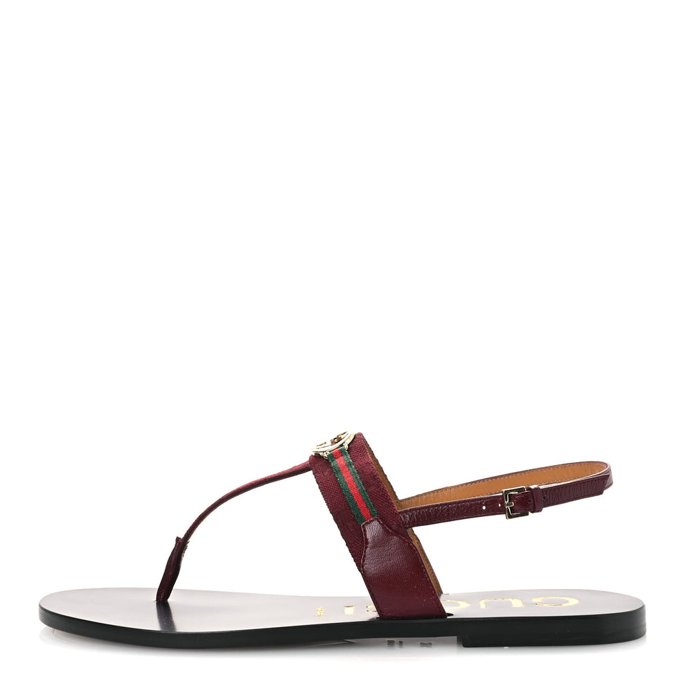 Gucci New Canvas GG Malaga Kid Web Interlocking G Womens Thong Sandals ...