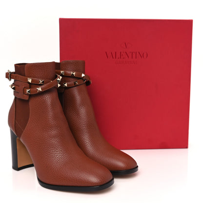 Valentino Garavani Grainy Calfskin Rockstud Chelsea 90mm Ankle Boots 39.5 Bright Cognac 10 of 10