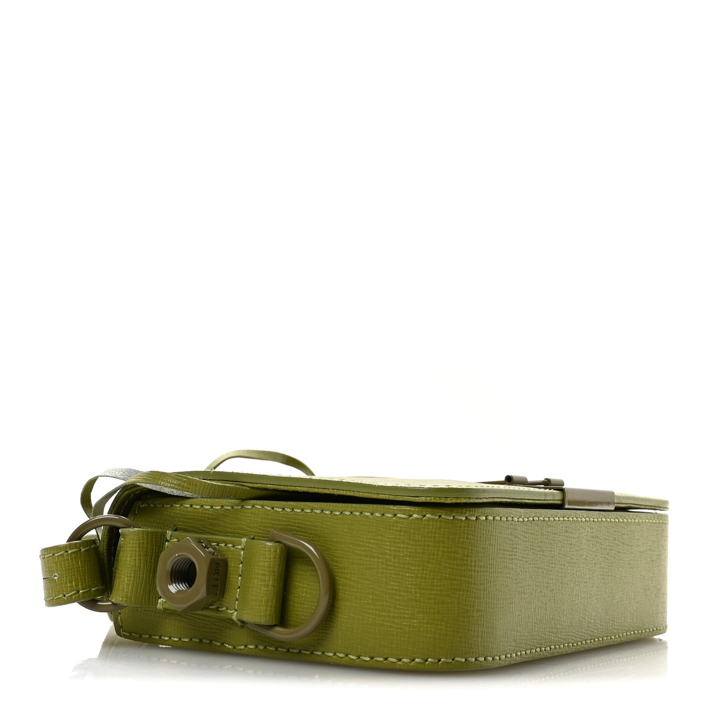 Saffiano Striped Mini Diag Binder Clip Bag Green