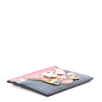 Burberry Calfskin Haymarket Check Cat Appliqué Card Case Multicolor 4 of 7