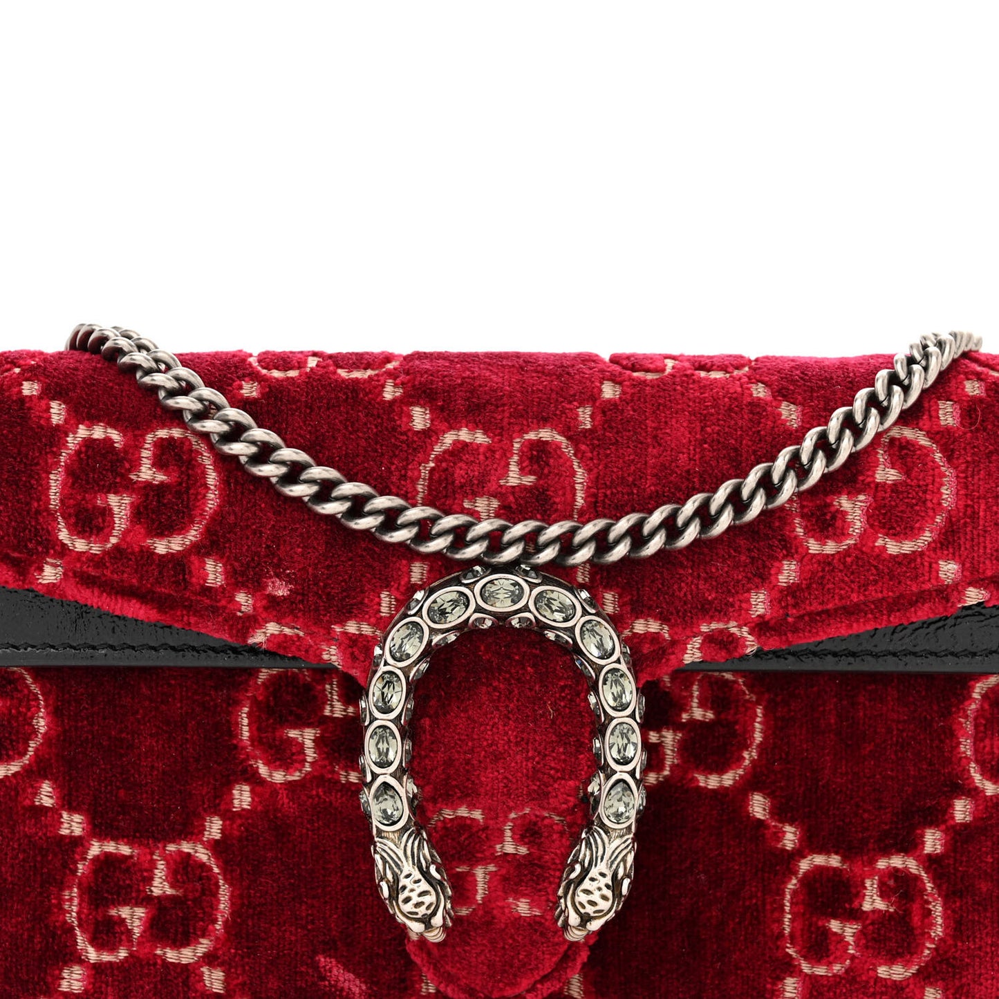 Velvet GG Monogram Super Mini Dionysus Shoulder Bag Red Cipria Black