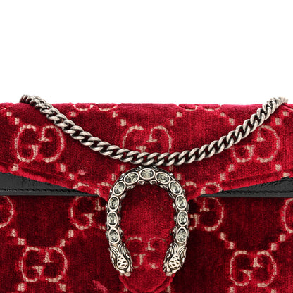 Gucci Velvet GG Monogram Super Mini Dionysus Shoulder Bag Red Cipria Black 7 of 9