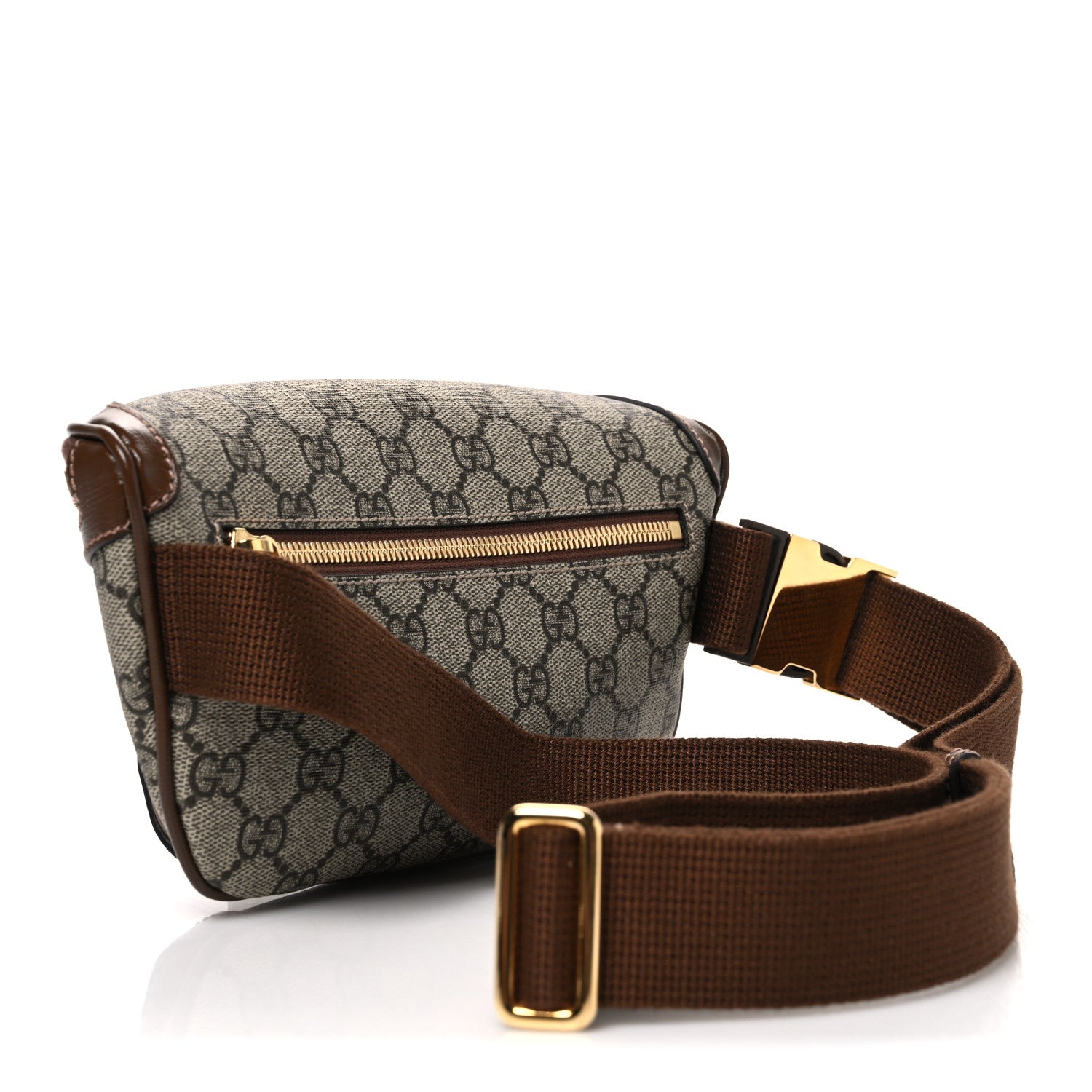 Gucci GG Supreme Monogram Textured Calfskin Retro Interlocking G Belt Bag Beige Ebony Brown Sugar 3 of 10