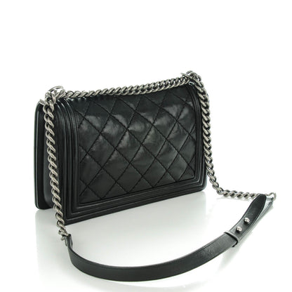 Chanel Calfskin Quilted Double Stitch New Medium Boy Flap Black 3 of 8