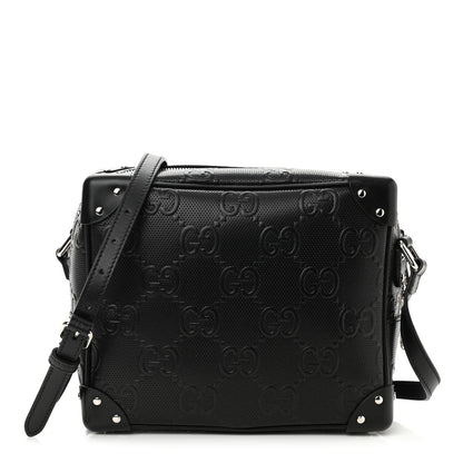 Gucci Calfskin GG Tennis Embossed Square Messenger Bag Black 1 of 8