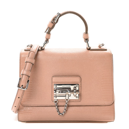 Dolce & Gabbana Lizard Calfskin Embossed Small Monica Top Handle Bag Pink 1 of 9