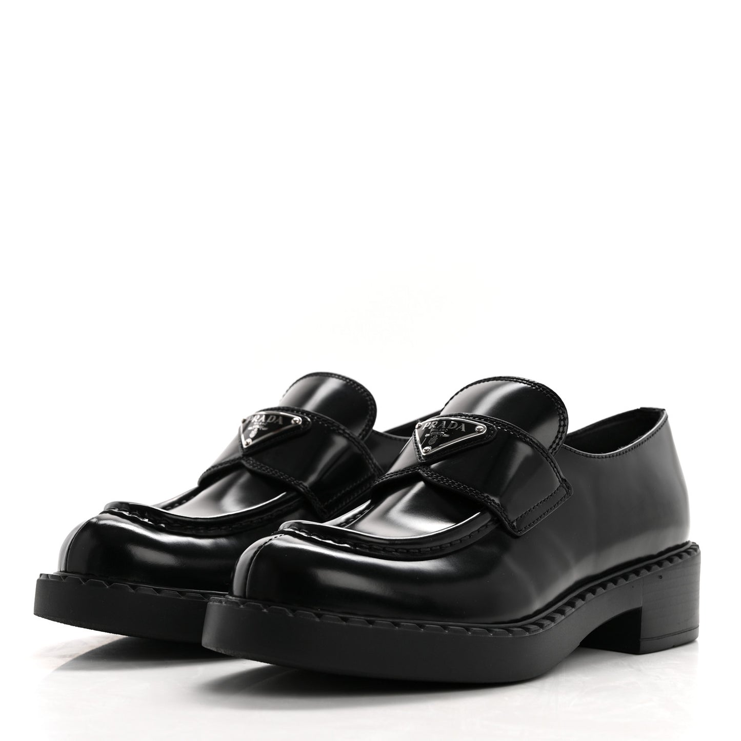 Spazzolato Metal Triangle Logo 50mm Loafers 37 Black