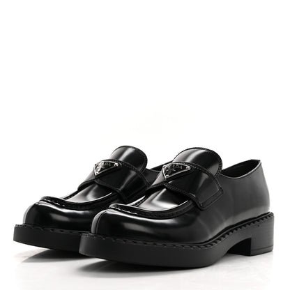 Prada Spazzolato Metal Triangle Logo 50mm Loafers 37 Black 3 of 9