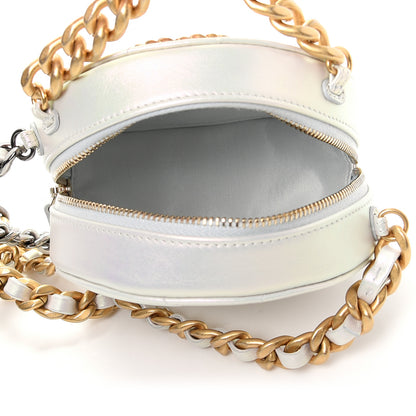 Chanel Iridescent Calfskin Quilted Chanel 19 Round Clutch With Chain White 5 of 10