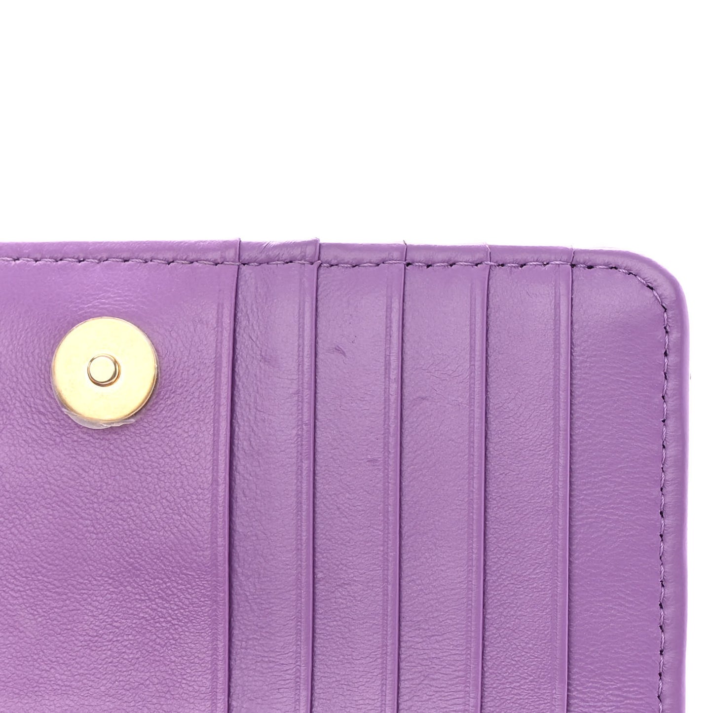 Lambskin Enamel Quilted Pending CC Clutch With Chain Purple