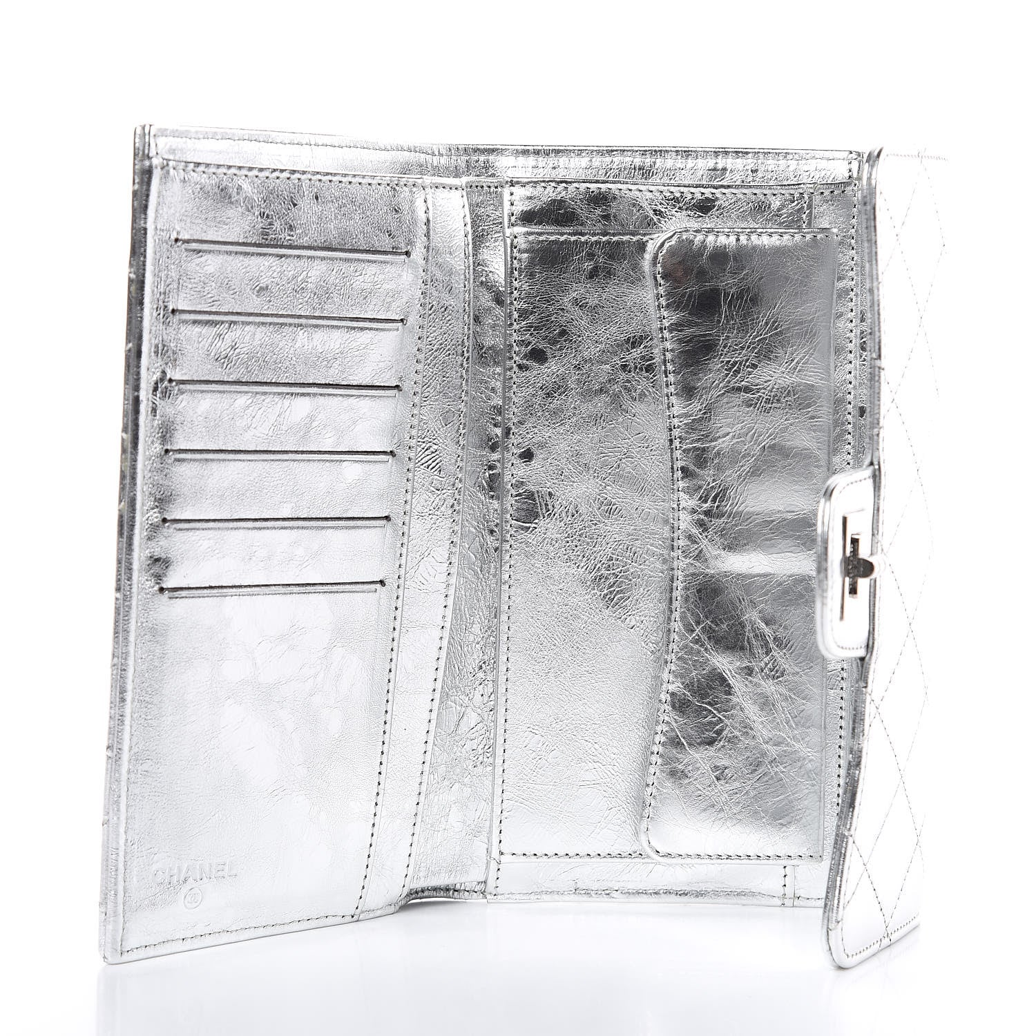 Chanel Metallic Aged Calfskin Quilted Reissue Long Flap Wallet Light Silver 5 of 8