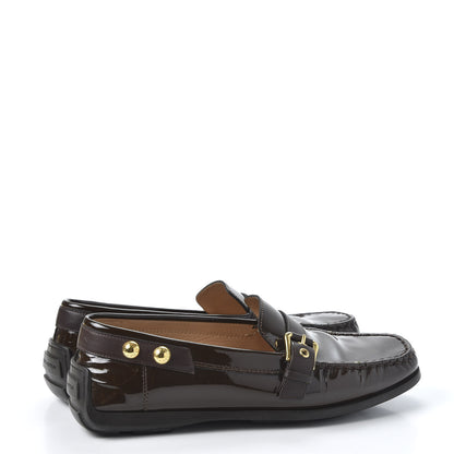 Louis Vuitton Monogram Patent Loafers 37.5 Brown 4 of 10