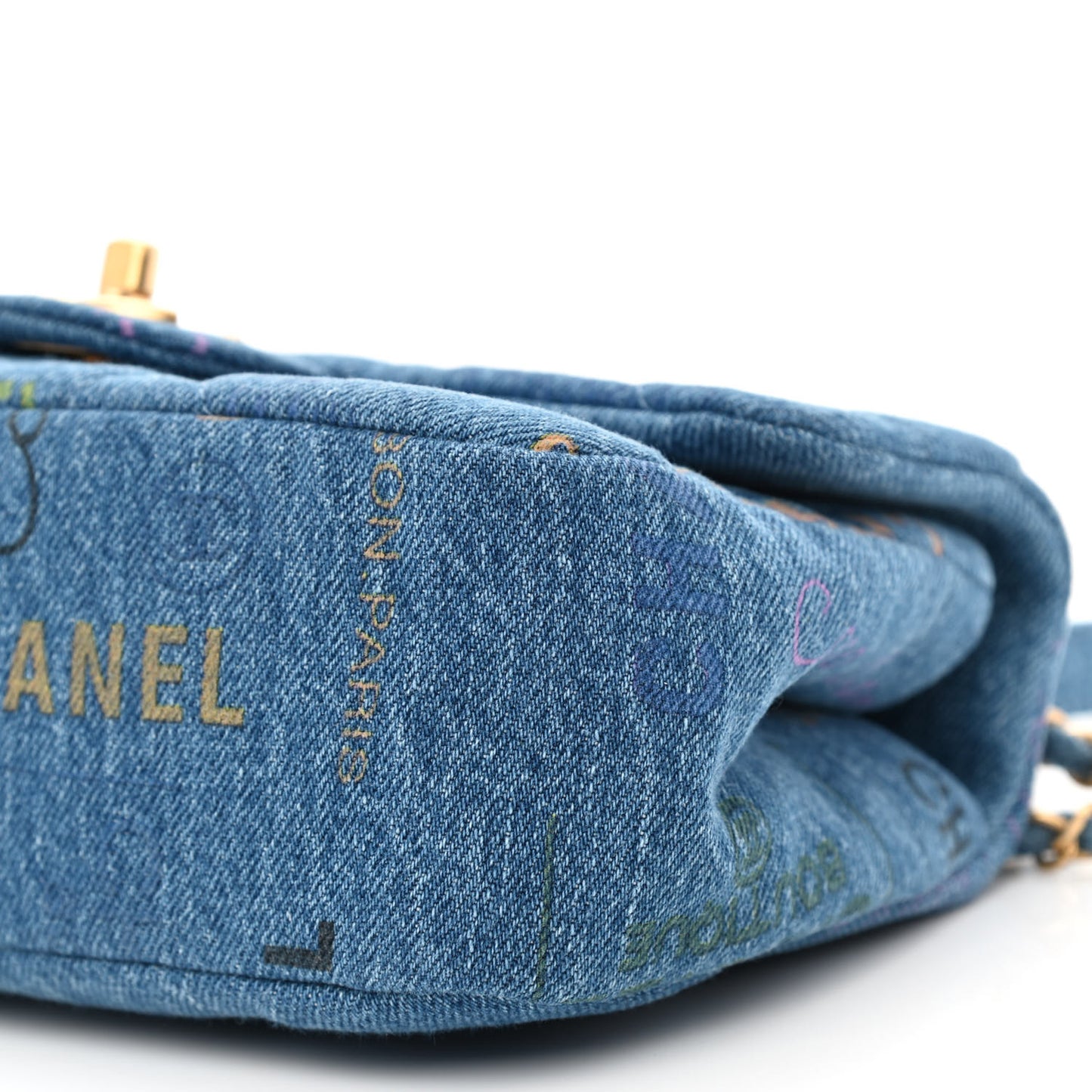 Denim Quilted Mini Denim Mood Rectangular Flap Blue Multicolor