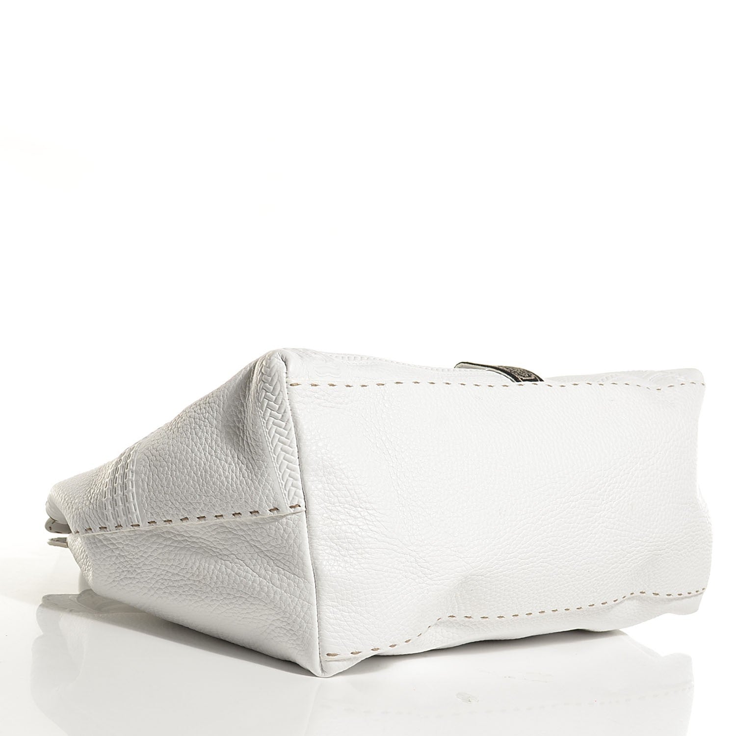 Fendi Calfskin Romano Selleria Large Villa Borghese Tote Bianco 4 of 9