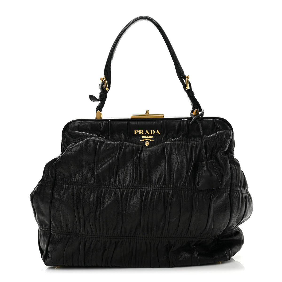 Nappa Dressy Gaufre Framed Tote Black