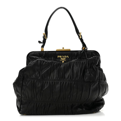 Prada Nappa Dressy Gaufre Framed Tote Black 1 of 13