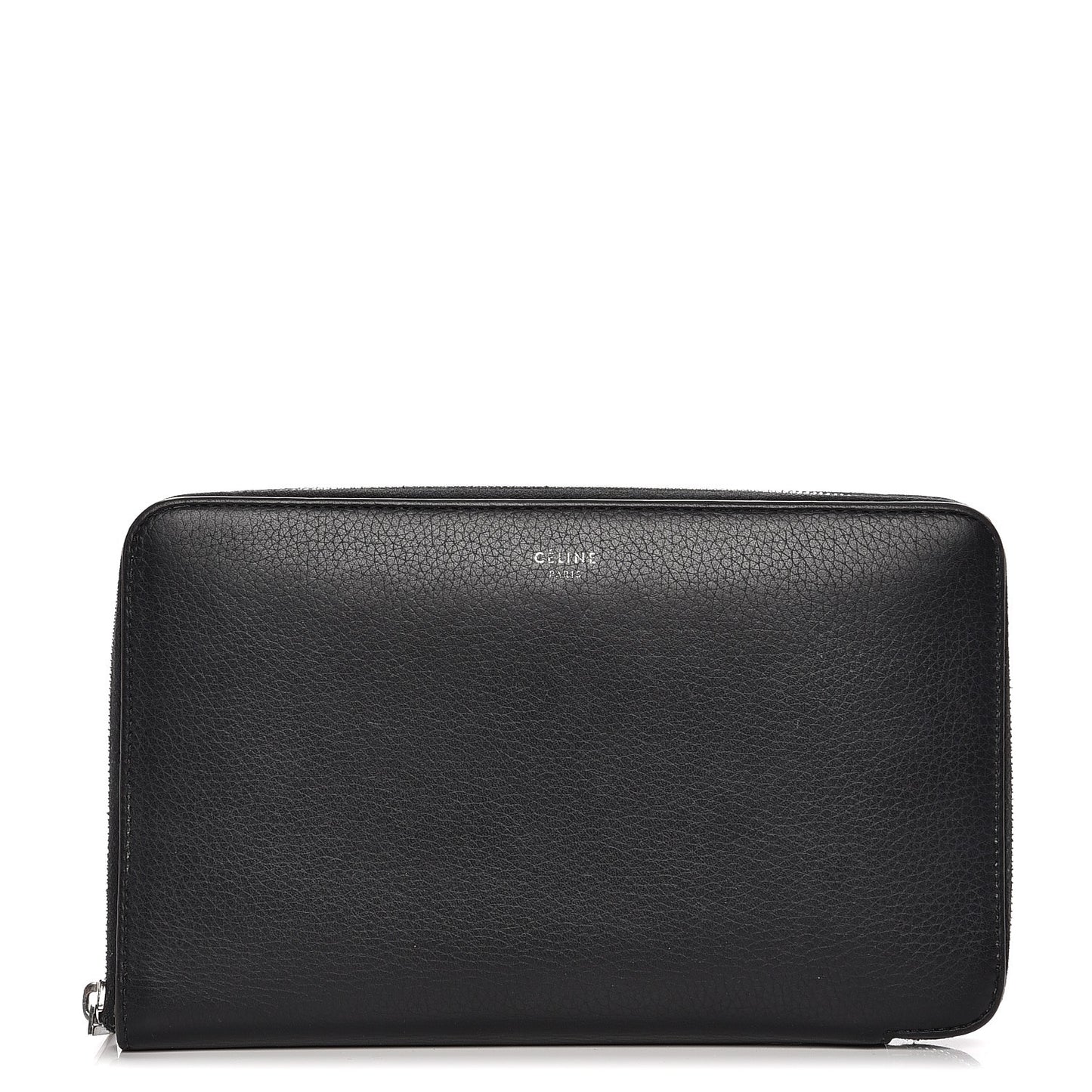 Drummed Calfskin Zip Around Organizer Wallet Black Citron