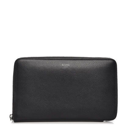Celine Drummed Calfskin Zip Around Organizer Wallet Black Citron 1 of 12
