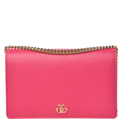 Gucci Dollar Calfskin Mini GG Marmont Chain Wallet Box Pink 1 of 10