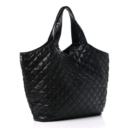 Saint Laurent Lambskin Quilted Maxi Icare Shopping Tote Black 4 of 10