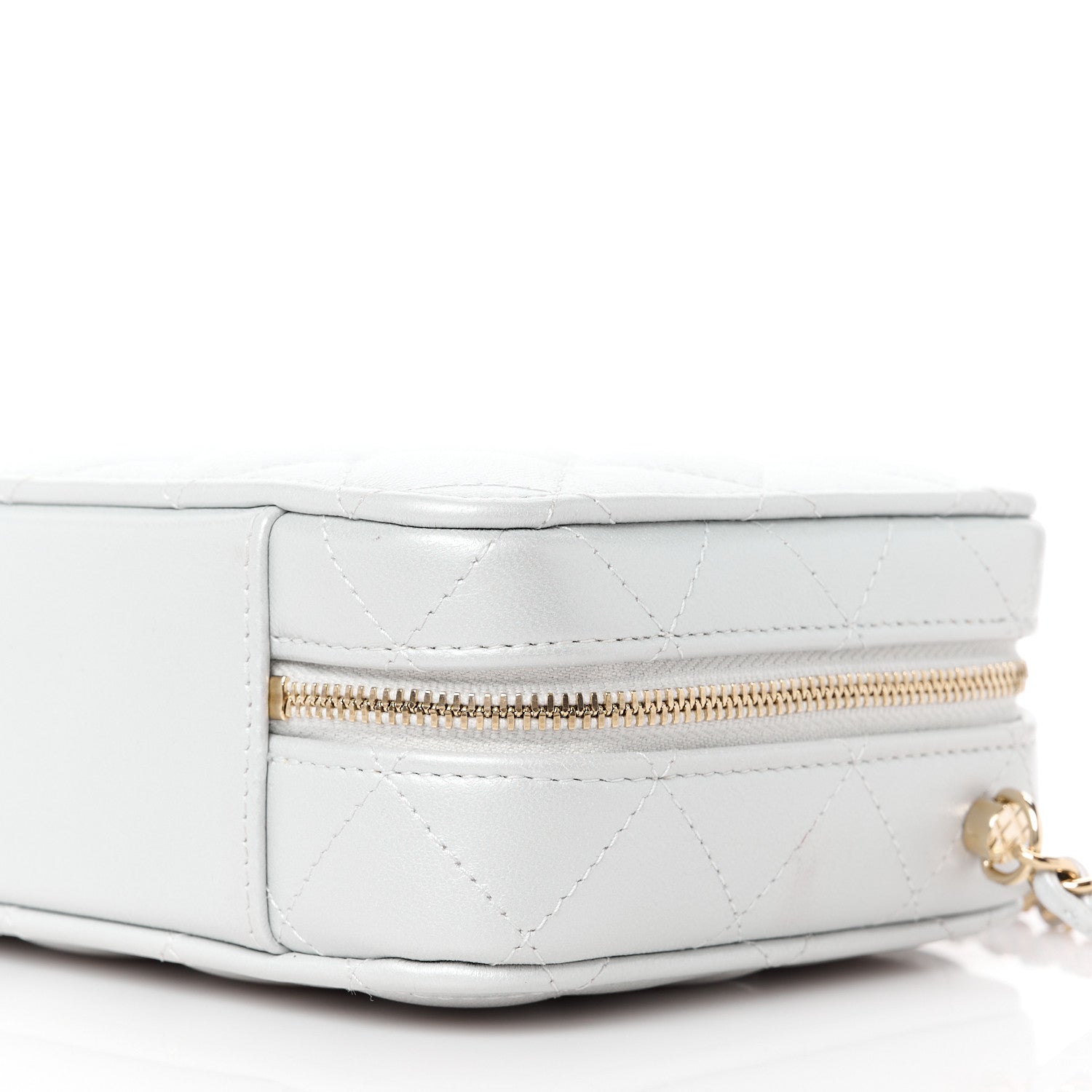 Chanel Metallic Lambskin Quilted Top Handle Vanity Case Silver 11 of 11