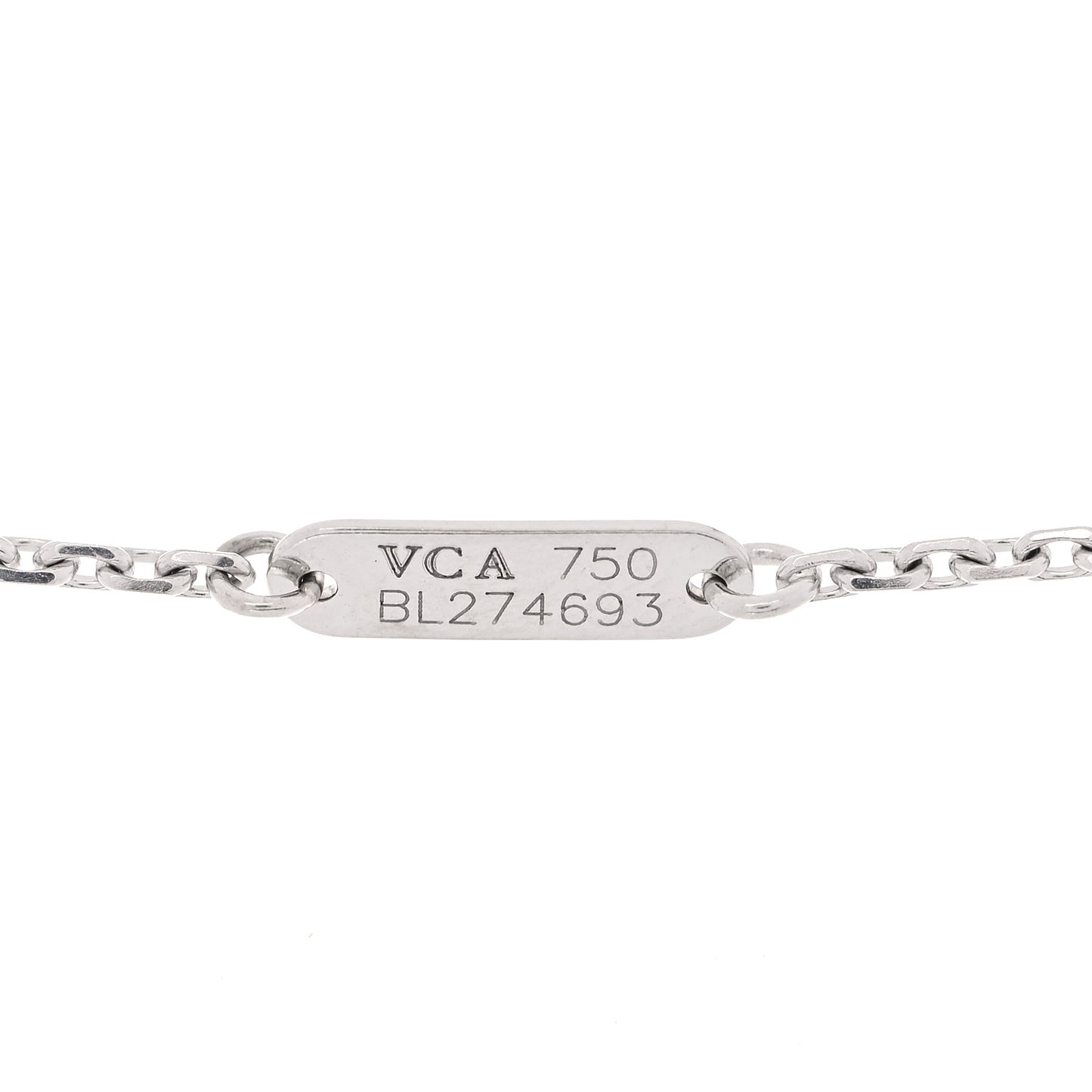 18K White Gold Mother of Pearl Vintage Alhambra Pendant Necklace