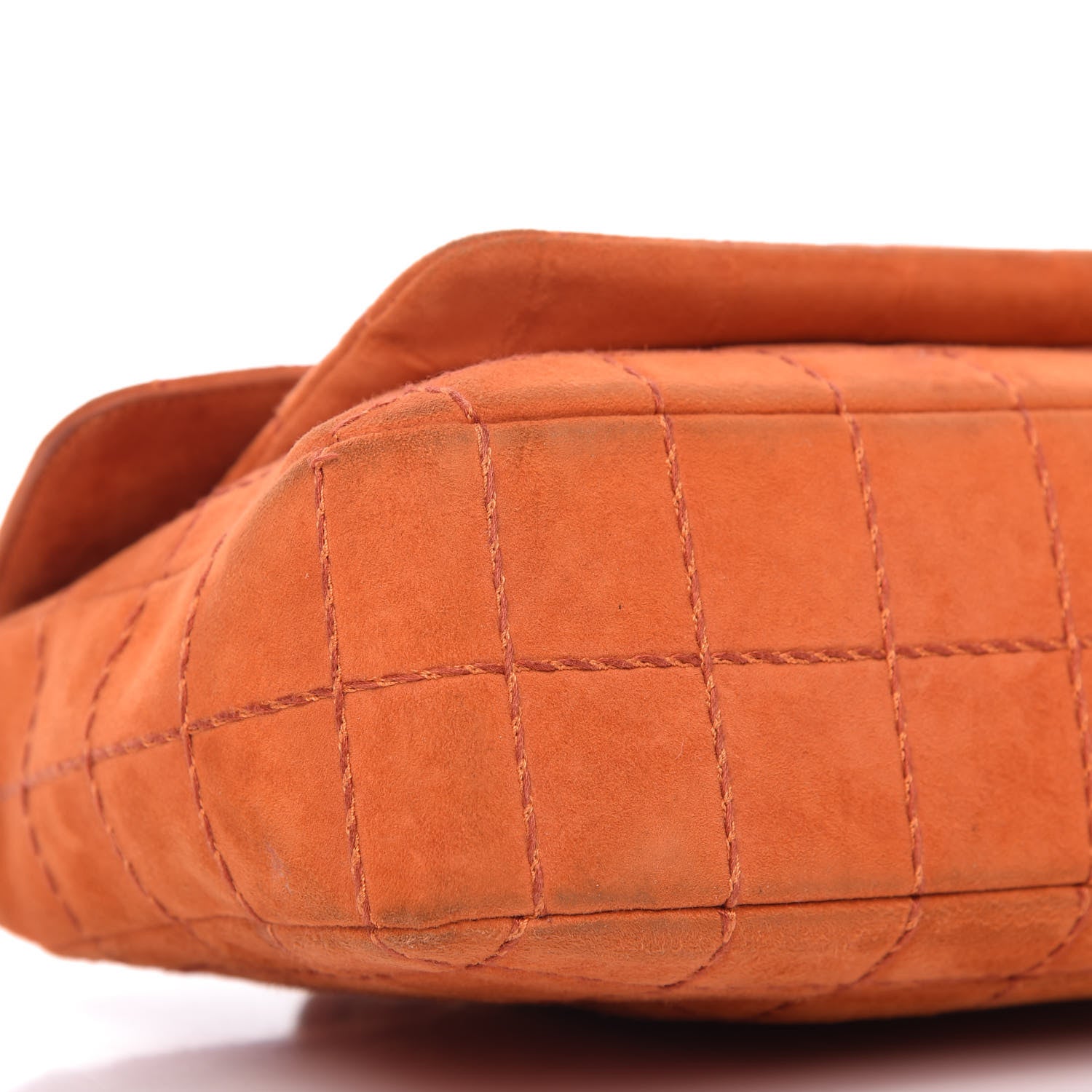 Chanel Suede Square Quilted Flap Orange 6 of 11