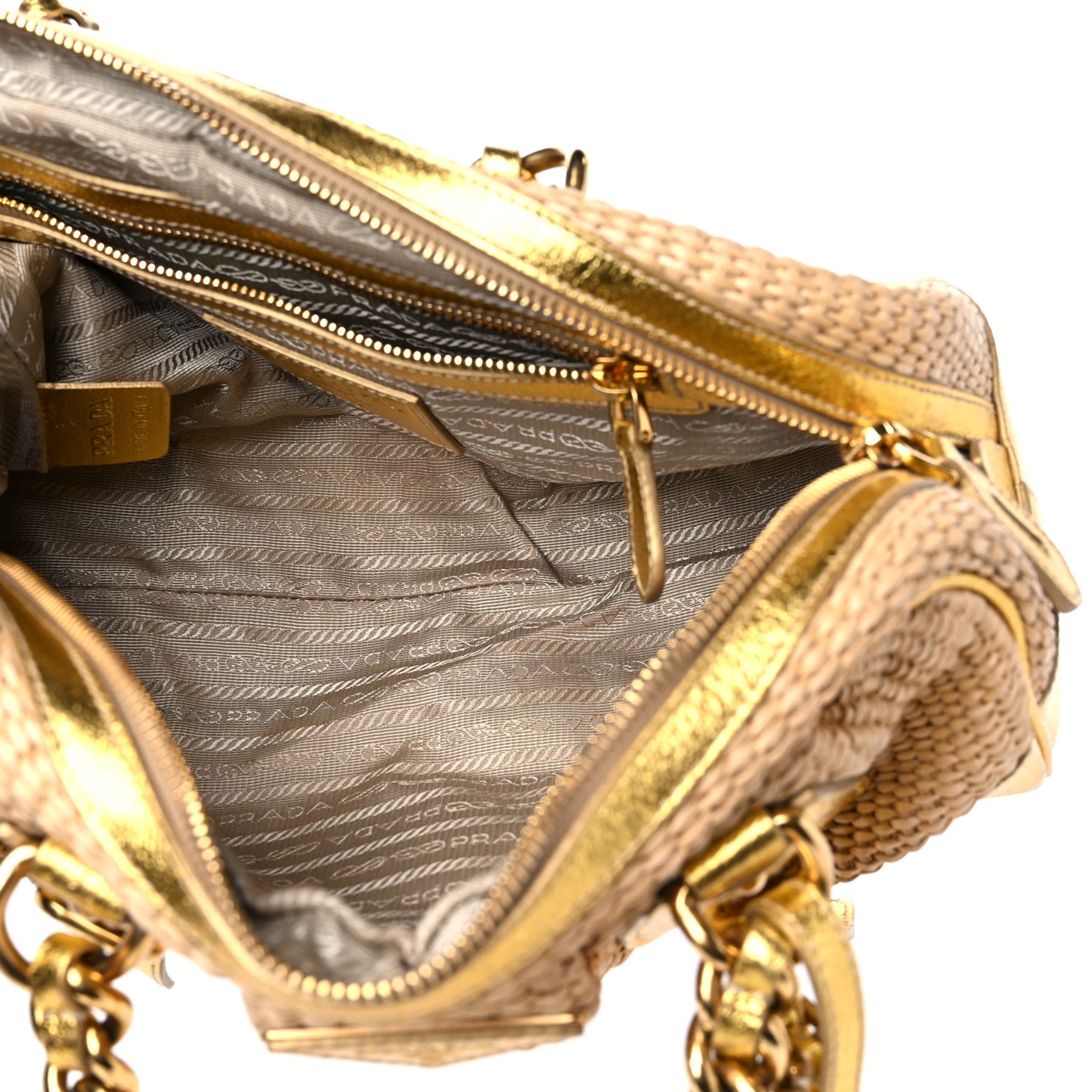 Paglia Cinghiale Frame Tote Naturale Oro