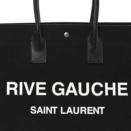 Saint Laurent Linen Calfskin Rive Gauche Tote Black 8 of 10