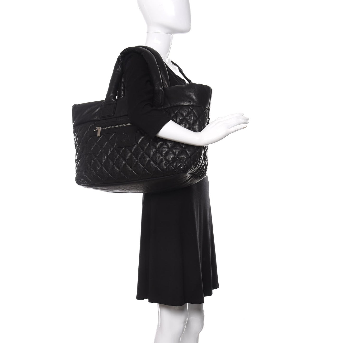 Caviar Quilted Large Coco Cocoon Tote Black