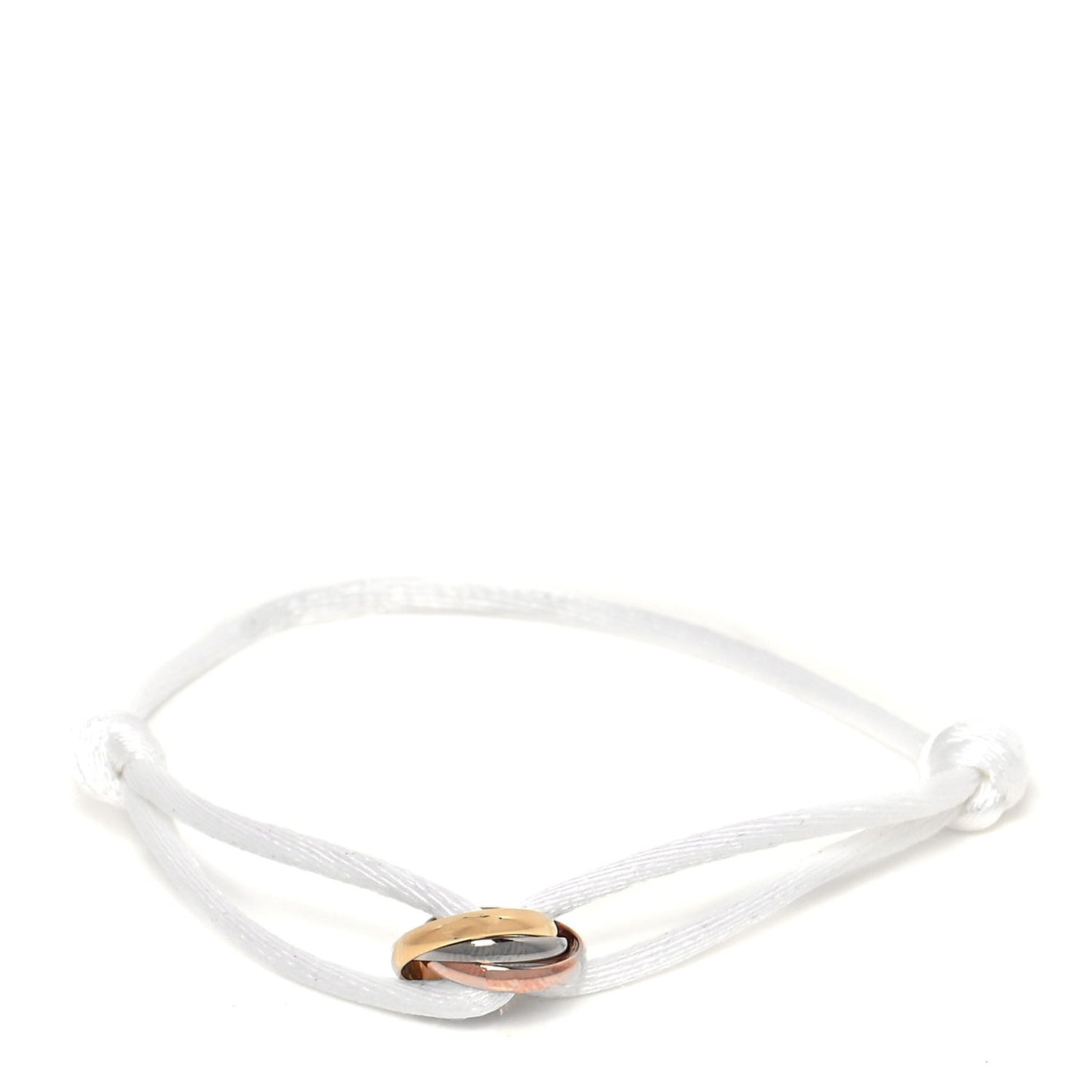18K Pink Yellow White Gold Trinity Adjustable Cord Bracelet White