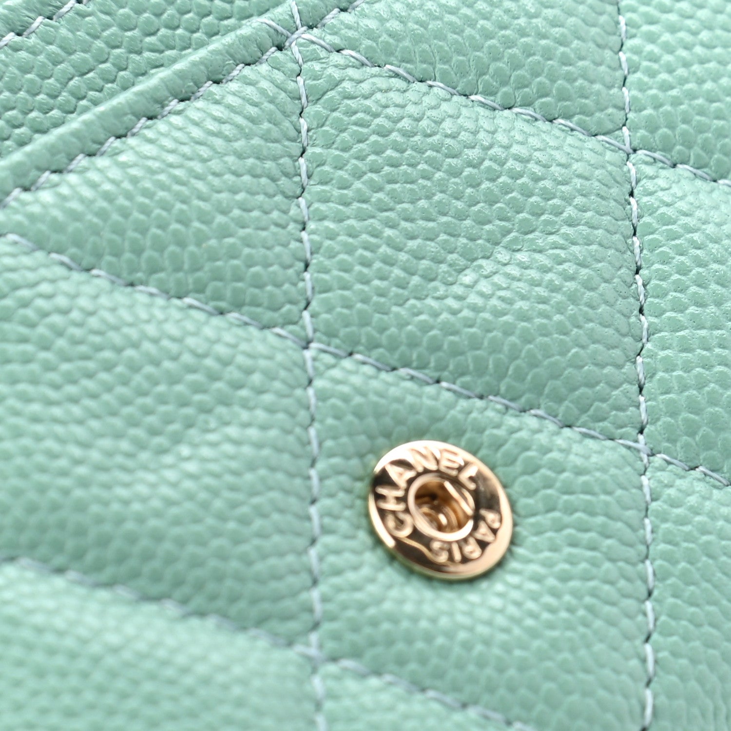 Chanel Caviar Quilted Flap Card Holder Wallet Light Green 9 of 9