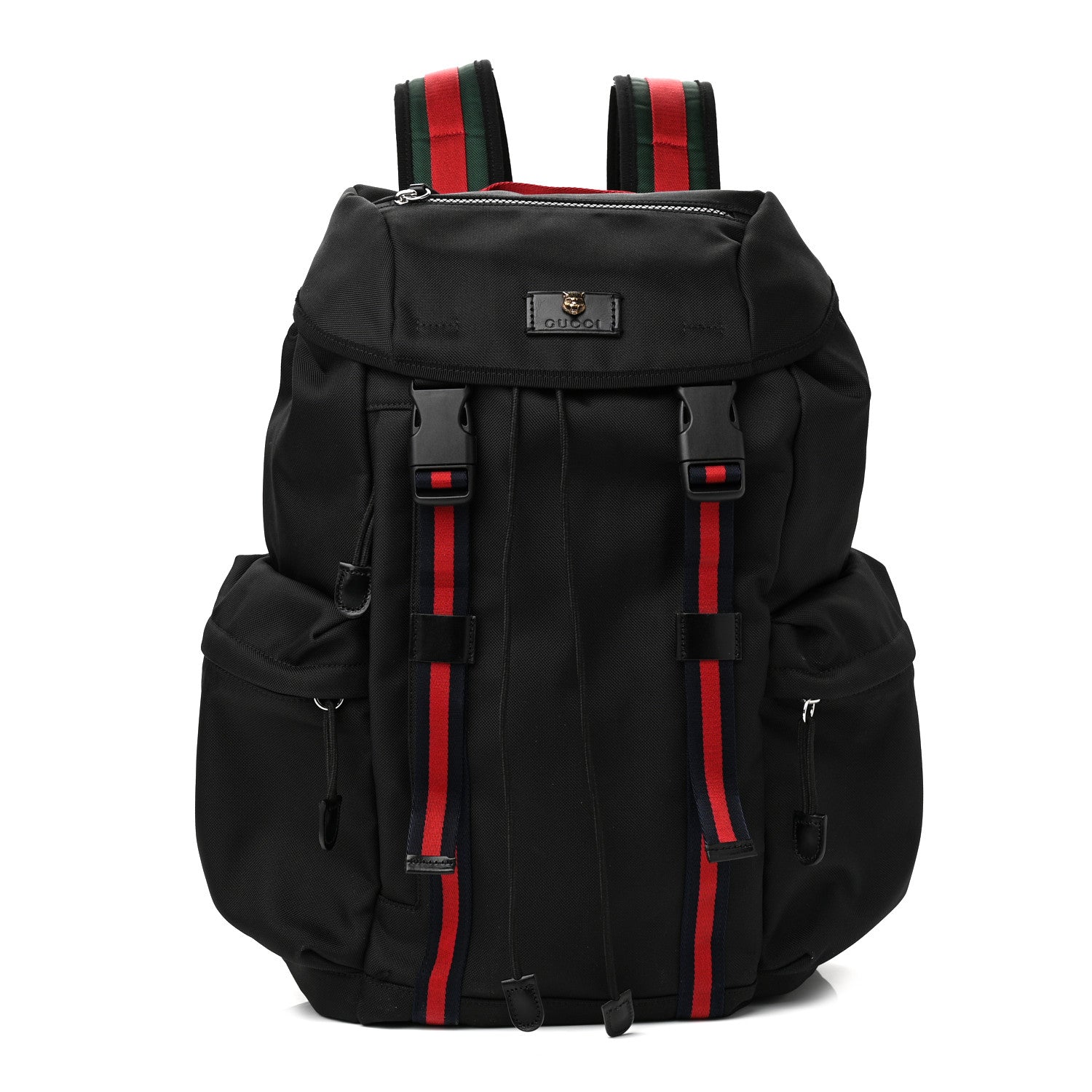 Gucci Techno Canvas Web Double Buckle Backpack Black 1 of 11