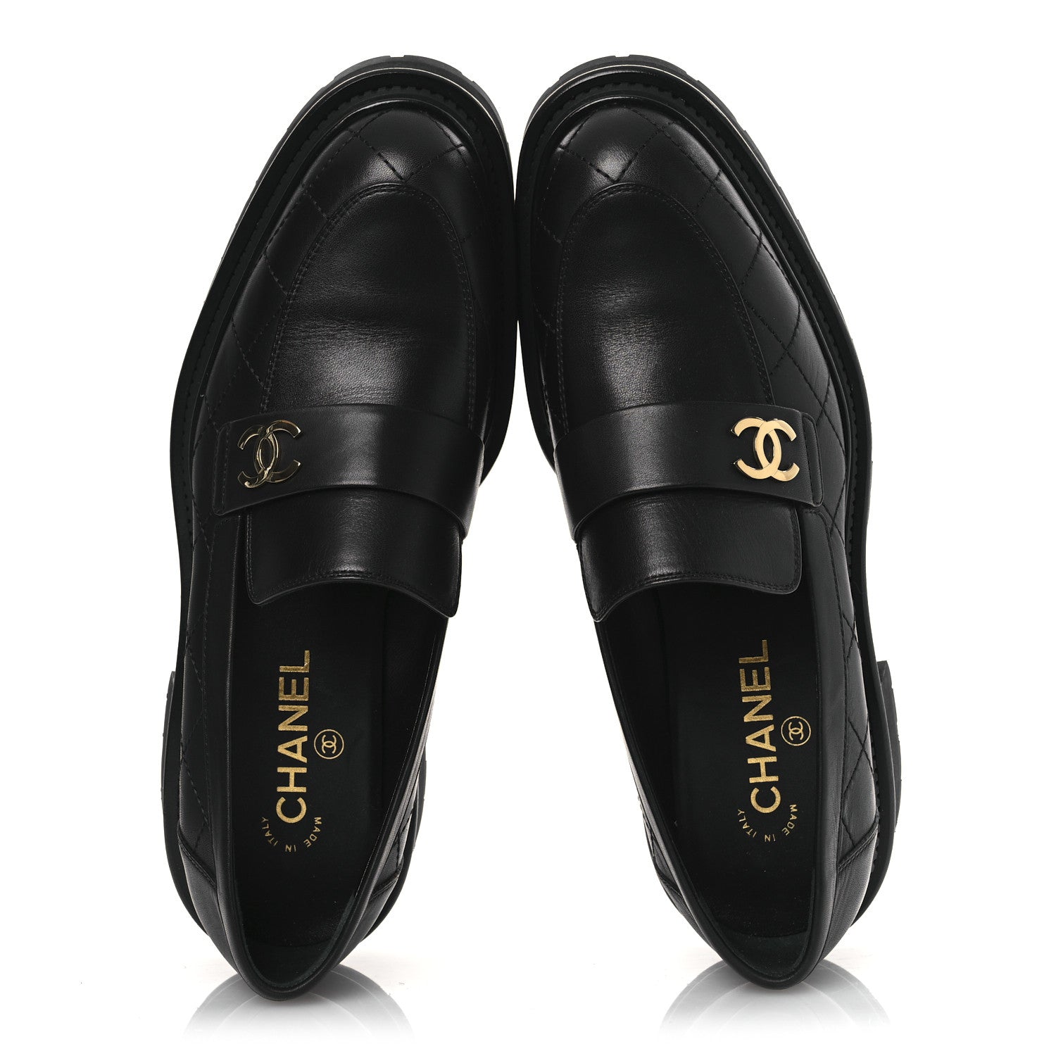 Chanel Calfskin Quilted CC Mocassin Loafers 40.5 Black 2 of 11
