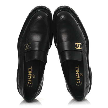 Chanel Calfskin Quilted CC Mocassin Loafers 40.5 Black 2 of 11