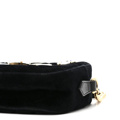 Gucci Velvet Matelasse Marquise Crystals Mini GG Marmont Chain Shoulder Bag Black 10 of 10