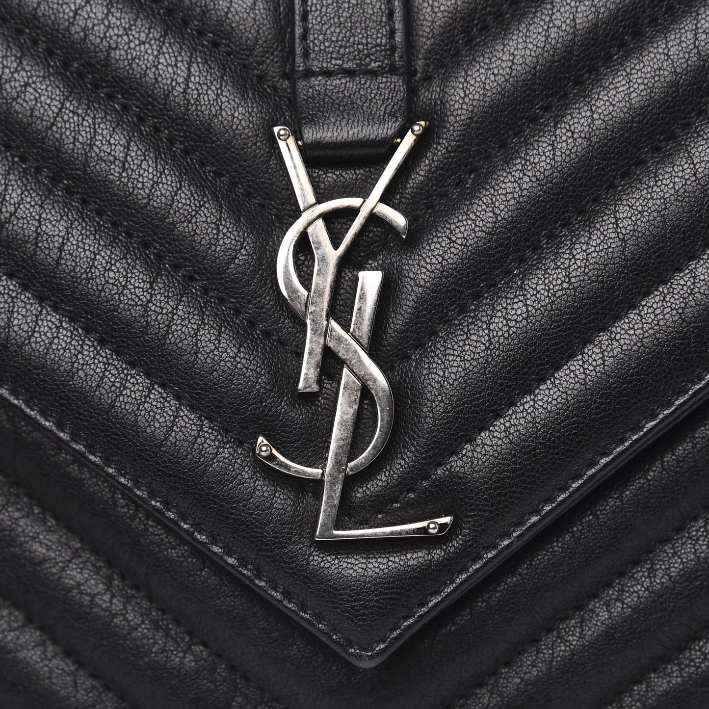 Sheepskin Matelasse Chevron Monogram Medium College Bag Black