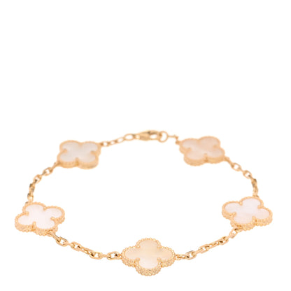 Van Cleef & Arpels 18K Yellow Gold Mother of Pearl 5 Motifs Vintage Alhambra Bracelet 1 of 4