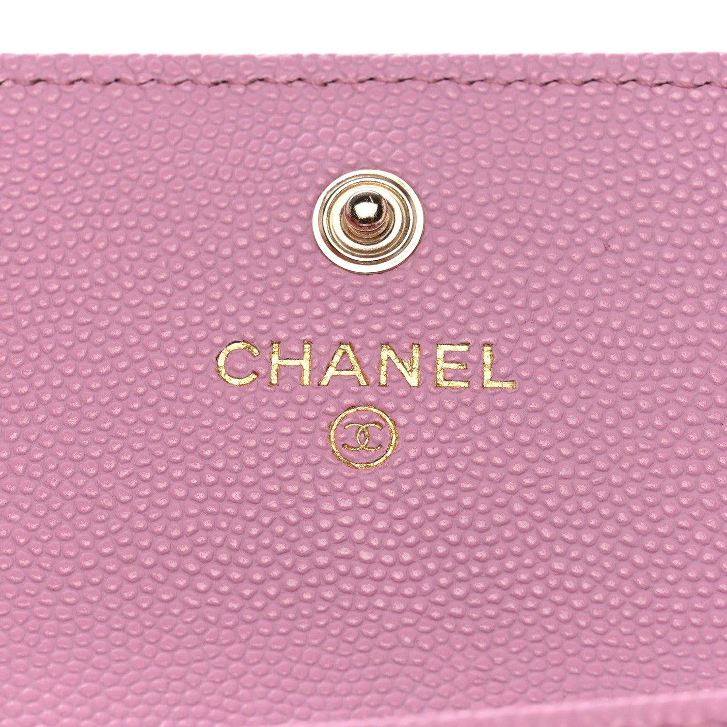 Chanel Caviar Metal Perforated Quilted CC Flap Card Holder Pink Green 5 of 9