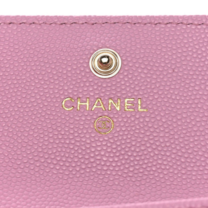 Chanel Caviar Metal Perforated Quilted CC Flap Card Holder Pink Green 5 of 9