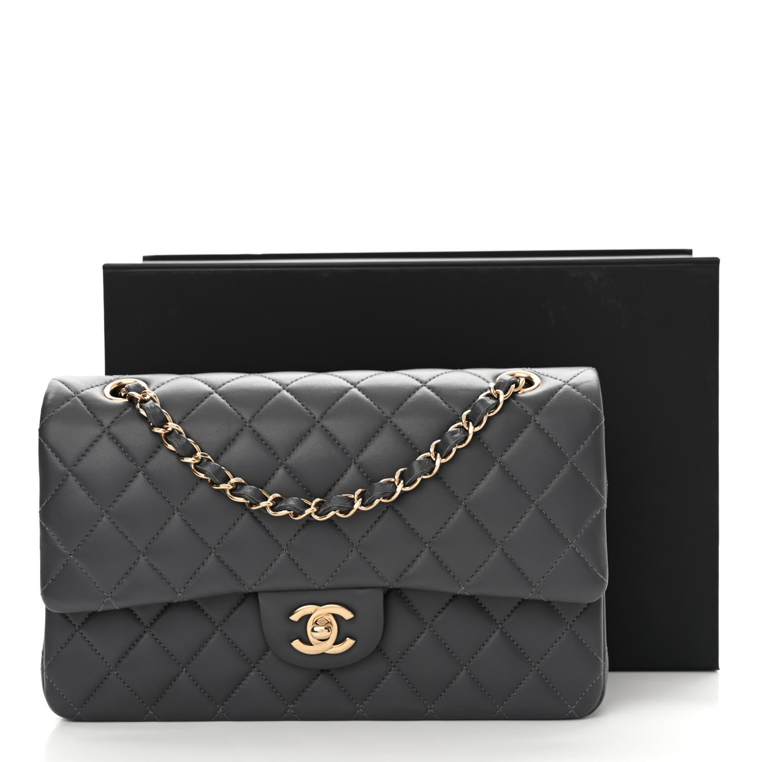 Chanel Caviar Quilted Medium Double Flap Dark Grey 13 of 13