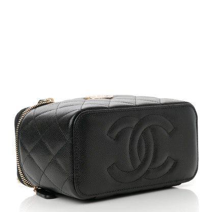 Chanel Caviar Quilted Crystal Hearts Small Vanity Case With Chain Black 4 of 12