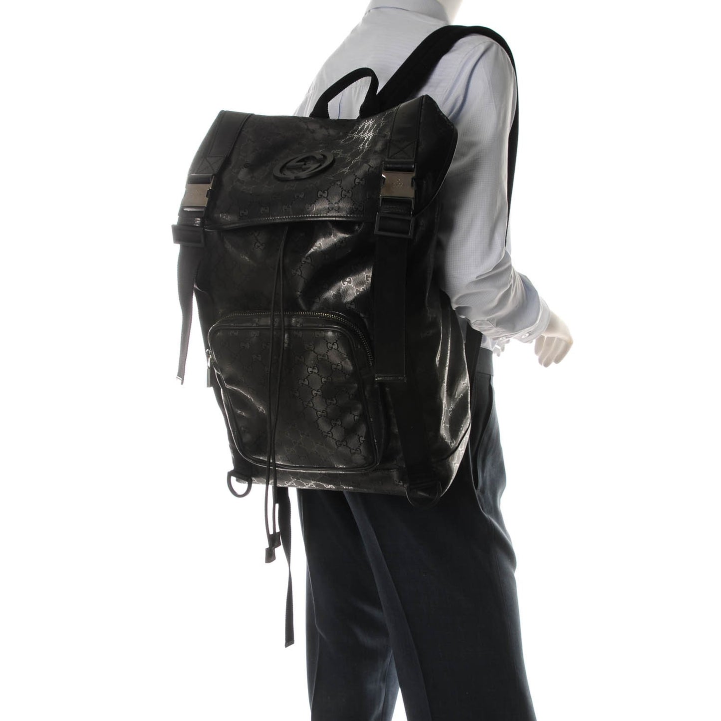 Imprime Monogram Interlocking G Double Buckle Backpack Black