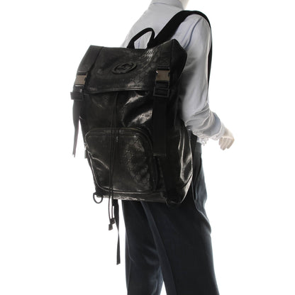 Gucci Imprime Monogram Interlocking G Double Buckle Backpack Black 2 of 7