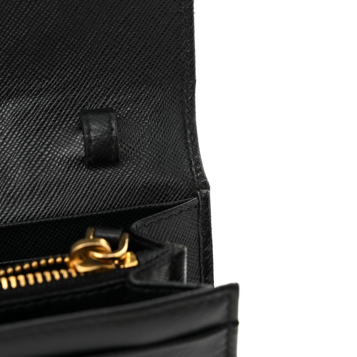 Saffiano Metal Oro Chain Wallet Black